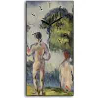 Coloray Wohnzimmer-Bild Leinwand Uhr Geräuschlos Kunstdruck 30x60 Gruppe von Badenden - schwarze Hände