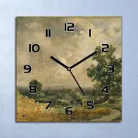 Coloray Wanduhr Echt-Glas-Küchenuhr Vintage Landschaft Quarz 30x30 Deko Bilder