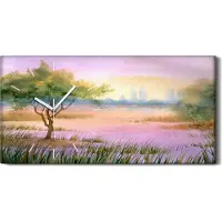 Coloray Leinwand Wanduhr Wandkunst Uhr 60x30 Malerei Aquarelle Baum Wasser Kunst - weiße Hände