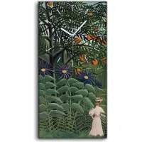 Coloray Wandkunst Leinwand Bild Uhr 30x60 Malerei Dschungel Frauen Blätter Kunst - weiße Hände