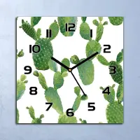 Coloray Wanduhr Echt-Glas-Küchenuhr Kakteen Tropisch Quarz Lautlos 30x30 Deko Bilder