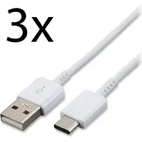 Emiro 3x Typ-C Ladekabel für Original Samsung Galaxy A30s, A51, A71, A90 5G Datenkabel 1,2m weiß USB-Ladegerätkabel Aufladekabel Type-C Charging-Cable