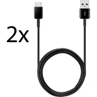 Emiro 2x Typ-C Ladekabel für Original Samsung Galaxy A30s, A51, A71, A90 5G Datenkabel 1,2m schwarz USB-Ladegerätkabel Aufladekabel Type-C Charging-Cable