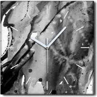 Coloray Uhr auf Leinwand 30x30 cm Wand Uhr Dekoration Wohnzimmer Segeltuch weiße Zeiger -Abstraktion Aquarell