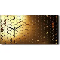 Coloray Wohnzimmer-Bild Leinwand Uhr Geräuschlos 60x30 Abstraktes Kunst Sechseck - schwarze Hände