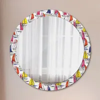 Coloray Spiegel - Mirror zum Wandspiegel Schlafzimmer – Schminkspiegel- Boot auf dem See- Ø90cm