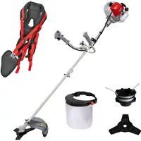 Ikra Benzin Freischneider IBF 43 | 1100 Watt | Fadenspule 45 cm Schnittbreite| 3- & 8-Zahn-Messer Ø 25,5 cm | Schutzschild | Profi-Schultergurt