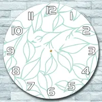 Coloray Wanduhr aus Glas Rund fi 30 Zarte Blattkonturen Quarz Deko Schlafzimmer Büro