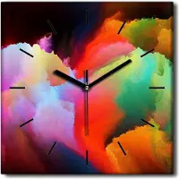 Coloray Uhr auf Leinwand 30x30 cm Wand Uhr Dekoration Wohnzimmer Segeltuch schwarze Hände -Abstraktion Kunstkunst