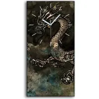 Coloray Küchenuhr Bürouhr Leinwand Uhr 30x60 Malerei Asiatische Fantasie Monster Drachen - weiße Hände