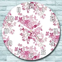 Coloray Wanduhr aus Glas Rund fi 30 Flieder Rosa Blumen Quarz Deko Schlafzimmer Büro