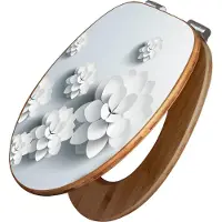 Banjado Design WC Sitz Bambus Absenkautomatik -Papier Lotus - Toilettendeckel mit Absenkautomatik Holz/hochwertiger Bambus Klodeckel/WC-Sitz für alle gängigen Toiletten [TDB2 11421]