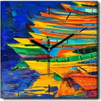 Coloray Uhr auf Leinwand 30x30 cm Wand Uhr Dekoration Wohnzimmer Segeltuch schwarze Hände -Bootswasserkunst