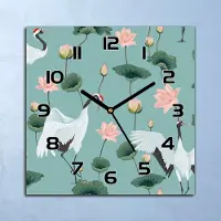 Coloray Wanduhr Echt-Glas-Küchenuhr Kraniche Pastell Quarz Lautlos 30x30 Deko Bilder
