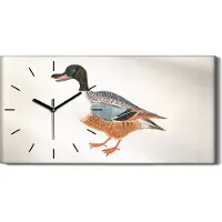 Coloray Küchenuhr Bürouhr Leinwand Uhr 60x30 Zeichnung Tier Enten Federn Kunst - schwarze Hände