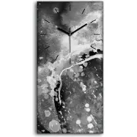 Coloray Dekor Leinwand Uhr Wandbilder 30x60 Schwarz-Weiß abstrakte Aquarellfarbe - schwarze Hände