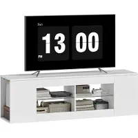 HOMCOM TV Schrank Lowboard 140 cm lang für Fernseher bis zu 65 Zoll, Weiß