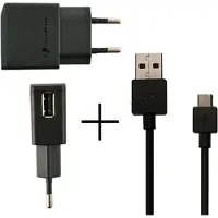 Emiro Original Sony Ericsson Ladekabel Schwarz für Sony Xperia Z1 EP800 + EC801 Netzteil Ladegerät Aufladegerät MicroUSB Aufladekabel Charger + gratis Bildschirm Reinigungspad