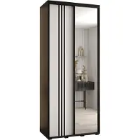 MEBLE KRYSPOL Cannes 7 Schrank mit 2 Schiebetüren - 205,2x100x60 cm - Schwarz Weiß Schwarz