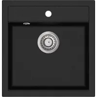 Gurari SQT 100-601 W, Einbau Granitspüle Schwarz, inkl. Siphon, 49x51