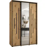 MEBLE KRYSPOL Cannes 13 Schrank mit 3 Schiebetüren - 205,2x160x60 cm - Artisan Artisan Schwarz