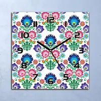 Coloray Wanduhr Echt-Glas-Küchenuhr Polnisch Volk Buntes Quarz 30x30 Deko Bilder