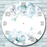 Coloray Wanduhr aus Glas Rund fi 30 Blaue Frühlingsblume Quarz Deko Wohnzimmer Büro