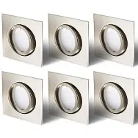 NCC-Licht 6er Set Einbaustrahler Eisen gebürstet 68mm eckig Lochbohrung und Bajonettverschluss mit LED Modul 4,8 Watt 400 Lumen CCT 3000/4000/6000K ultra flach 30mm schwenkbar