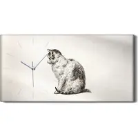 Coloray Dekor Leinwand Uhr Wandbilder Geräuschlos 60x30 Zeichnung Tier Katze Kunst - weiße Hände