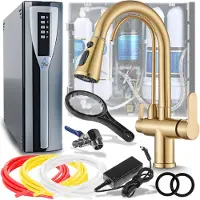 ARI Wasserfilter Set RO Pad mit 3-Wege Küchenarmatur Nordic, Wasserfilter-Anschluss, herausziehbare Brause, 360° schwenkbar