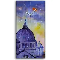 Coloray Küchenuhr Bürouhr Leinwand Uhr Geräuschlos 30x60 Malerei Basilika Saint Pietro - weiße Hände