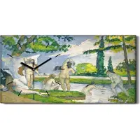 Coloray Wanduhr Bürouhr Leinwand Bild Geräuschlos Kunstdruck 60x30 Badende - schwarze Hände