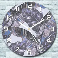 Coloray Wanduhr aus Glas Rund fi 30 Palmblätter Exotisch Quarz Deko Schlafzimmer Büro