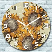 Coloray Wanduhr aus Glas Rund fi 30 Sonnenblumen Bunte Quarz Deko Schlafzimmer Büro