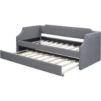 Xdovet DAY-Betten(Grau,90 x 200(190))Sofabett,Gepolstertes Einzeltagesbett mit Rollbett