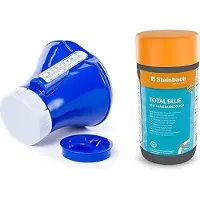 Steinbach | Dosierschwimmer Starter Kit inkl. Total Blue | mit integriertem Thermometer | langsamlöslich 20 g | Poolwasser sauber und kristallklar | ideal zur Poolpflege