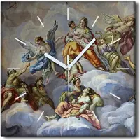 Coloray Uhr auf Leinwand 30x30 cm Wand Uhr Dekoration Wohnzimmer Segeltuch weiße Zeiger -Venedig Kirche Barock