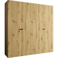 MEBLE KRYSPOL Schrank 200x202x52 cm mit Kleiderstange, 4xTür, PARMA, Artisan-Eiche, Griff Schwarz
