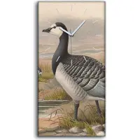 Coloray Wohnzimmer-Bild Leinwand Uhr Geräuschlos 30x60 Vögel Wild Tiere Zeichnung Kunst - weiße Hände