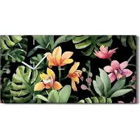 Coloray Wandkunst Leinwand Bild Uhr Geräuschlos 60x30 Gemälde Blumen Pflanzen Kunst - weiße Hände