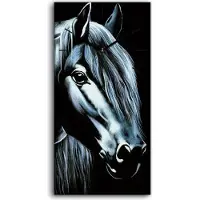 Coloray Wandbild Leinwand Bilder mit Uhr 30x60 Gemälde Abstrakte Tier Pferd Kunst - schwarze Hände