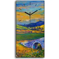 Coloray Dekor Leinwand Uhr Wandbilder 30x60 Malerei Abstrakt Landschaft Berg Brücke - schwarze Hände