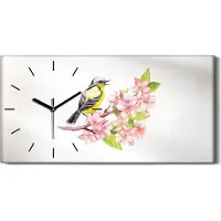 Coloray Leinwand Uhr Küche Wohnzimmer Bild 60x30 Gemälde Abstrakte Tier Vogel Blumen - schwarze Hände
