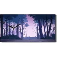 Coloray Wanduhr Uhr Wandbild Leinwand Geräuschlos 60x30 Malerei Wald Bäume Büsche Kunst - schwarze Hände