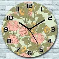 Coloray Wanduhr aus Glas Rund fi 30 Vintage Blumen Retro Quarz Deko Schlafzimmer Büro