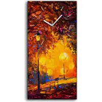 Coloray Leinwand Wanduhr Wandkunst Uhr 30x60 park bunte T-Stücke Licht Bank Herbst - weiße Hände