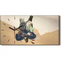 Coloray Leinwand Wanduhr Wandkunst Uhr 60x30 Malerei Mann Samurai Bogen Pfeile Kunst - schwarze Hände