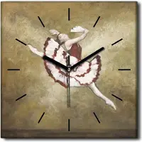 Coloray Uhr auf Leinwand 30x30 cm Wand Uhr Dekoration Wohnzimmer Segeltuch schwarze Hände -Ballett-Tanzkunst
