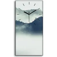 Coloray Wandkunst Leinwand Bild Uhr 30x60 Malerei Asiatisches See Boot Berg Nebel Vögel - schwarze Hände