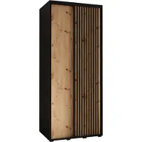 MEBLE KRYSPOL Sapporo 1 Schrank mit 2 Schiebetüren - 205,2x110x60 cm - Schwarz Artisan Schwarz